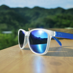 2is Ian 太陽眼鏡│透明白色霧面框│藍色反光鏡片│UV400 第6張的照片