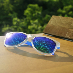 2is Ian 太陽眼鏡│透明白色霧面框│藍色反光鏡片│UV400 第7張的照片