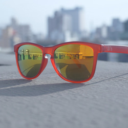 2is Deli 太陽眼鏡 百搭基本框│紅色霧面框│橘色鏡片│UV400 第3張的照片