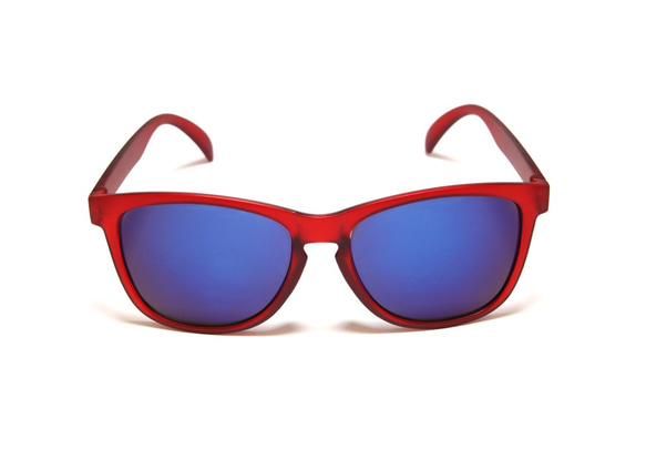 2is Bull 太陽眼鏡 百搭基本框│紅色霧面框│藍色鏡片│UV400 第6張的照片
