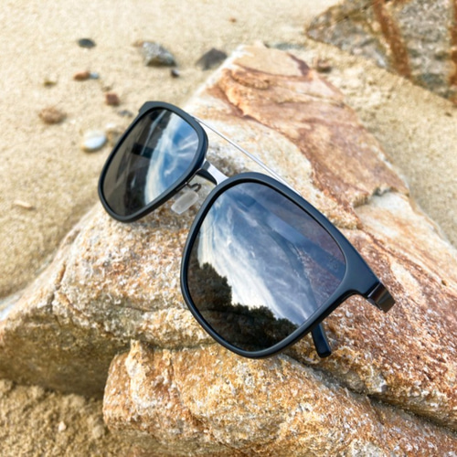 2isCadenDサングラス偏光│ダブルブリッジスクエア│ブラック