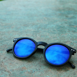 太陽眼鏡│黑色框│藍色反光鏡片│復古墨鏡│抗UV400│2is AngusA3 第2張的照片