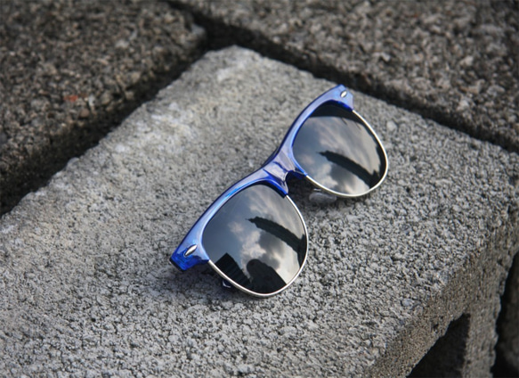 太陽眼鏡│藍色半框眉架墨鏡│黑色鏡片│抗UV400│2is SeanS11 第4張的照片