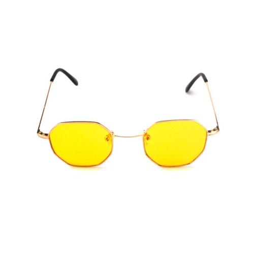 サングラス│レトロポリゴンフレームゴールドフレーム│イエローレンズ