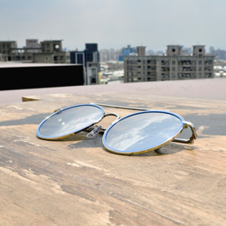 太陽眼鏡│飛行員金屬圓框│銀色│抗UV400│2is StasS 第4張的照片