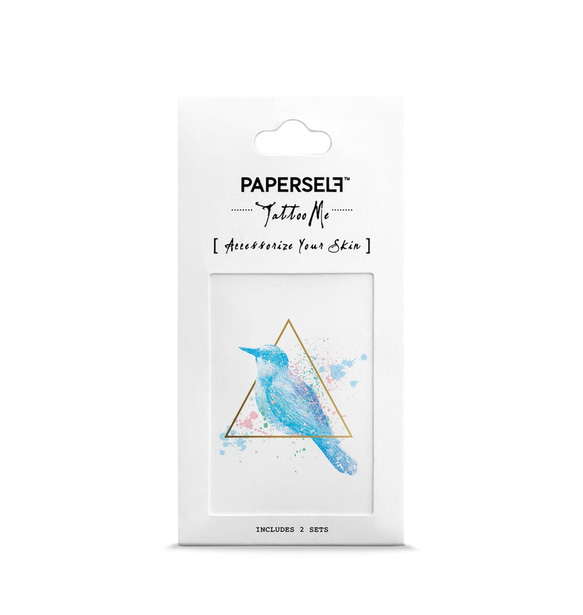 【PAPERSELF】Tattoo Me 精靈鳥 水彩 金屬 刺青 紋身貼紙 Blue Bird 2入 第1張的照片