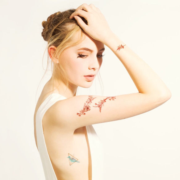 【PAPERSELF】Tattoo Me 精靈鳥 水彩 金屬 刺青 紋身貼紙 Blue Bird 2入 第2張的照片