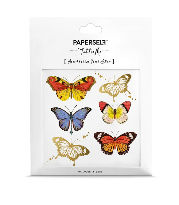 【PAPERSELF】Tattoo Me 彩蝶 金屬 刺青 紋身貼紙 Butterflies 2入 第2張的照片