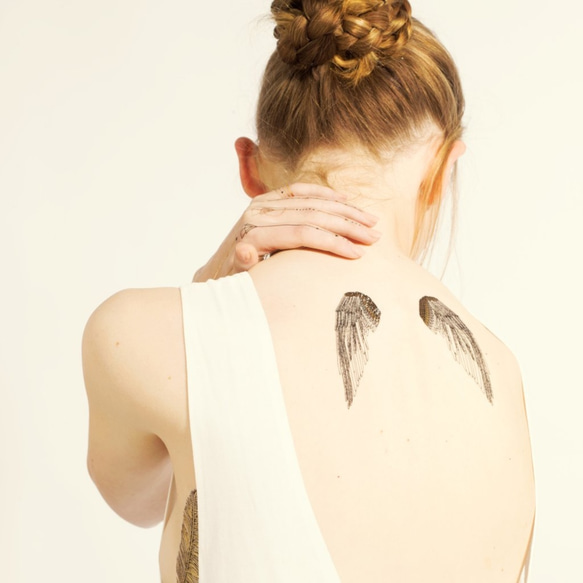 【PAPERSELF】Tattoo Me 天使之翼 翅膀 金屬 刺青 紋身貼紙 Wings 2入 第1張的照片