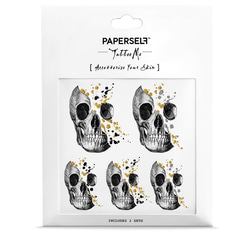 【PAPERSELF】Tattoo Me 閃耀之心-骷髏 潑墨 金屬 刺青 紋身貼紙 Skull-Glittery Mi 第2張的照片