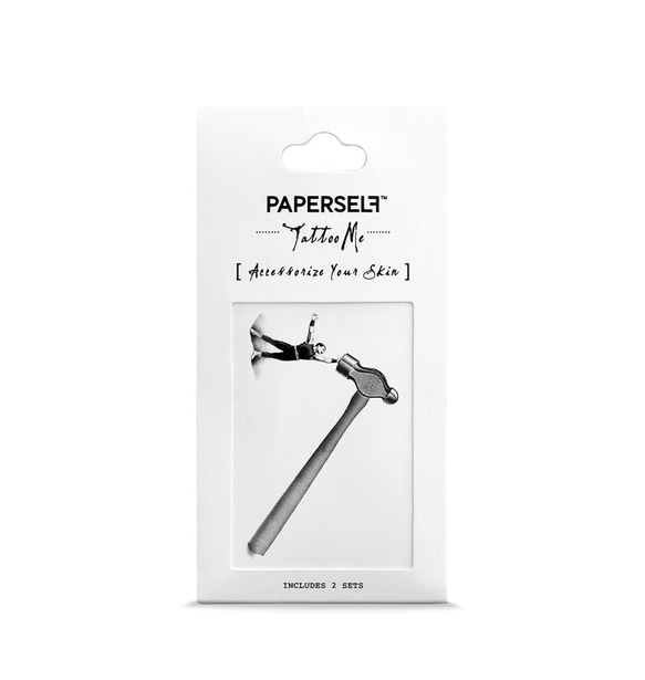 【PAPERSELF】Tattoo Me 鐵鎚力士 黑色幽默 刺青 紋身貼紙 Hammered 2入 第1張的照片