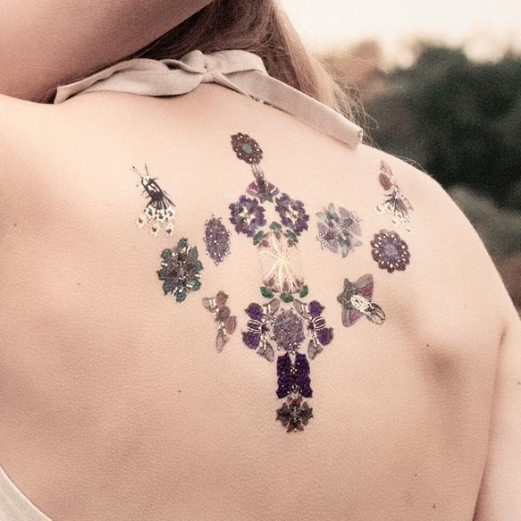 【PAPERSELF】Tattoo Me 紫羅蘭與蝶 手繪 金屬 刺青 紋身貼紙 Viola Butterfly 2入 第3張的照片