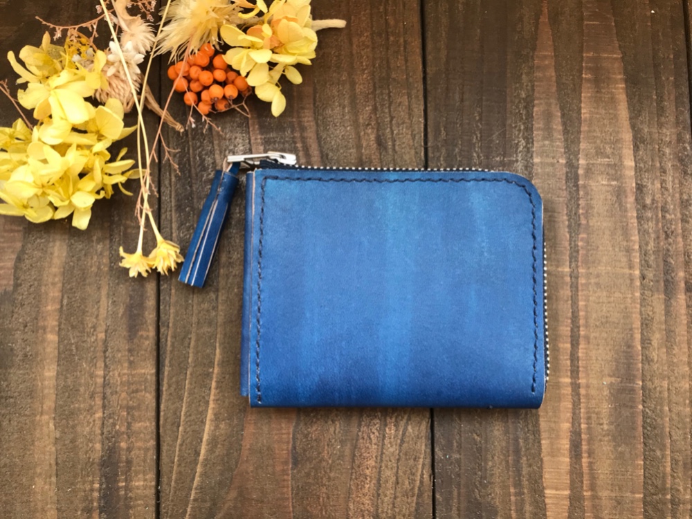 手染め miniウォレット / カリビアンブルー