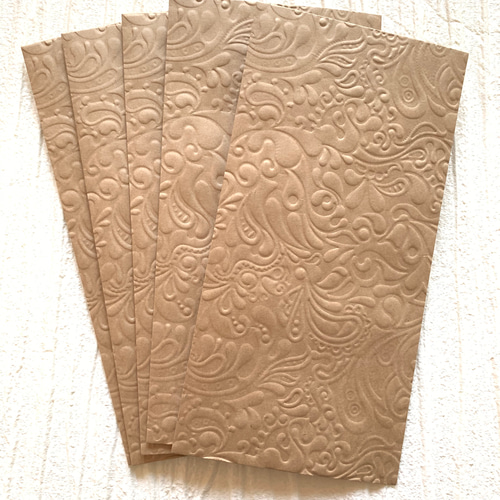 お札も入る封筒 エレガントなエンボス加工 クラフト紙 5枚 その他