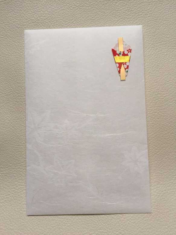 手漉き風 和紙 ハガキの入る封筒 紅葉柄 結婚式 招待状 引出物などに（現在オーダーでの作成となります） 2枚目の画像