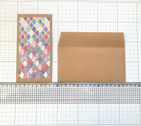 お札も入る封筒　クラフト紙　マーメイド・マリン　3種類×2枚  6枚セット 6枚目の画像