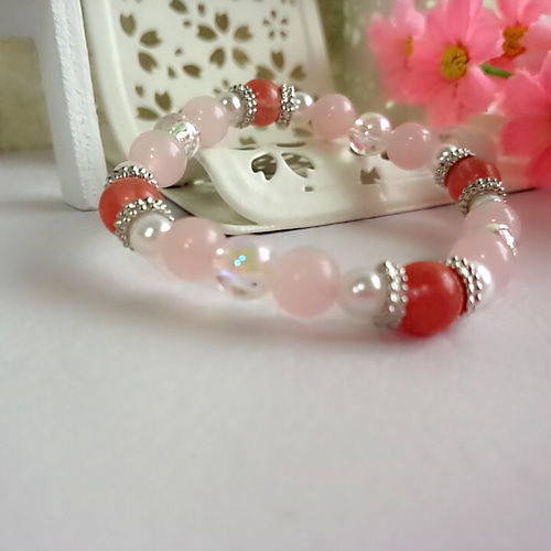 恋愛の石、チェリークォーツ、ローズクォーツを組み合わせ愛の目覚めへ