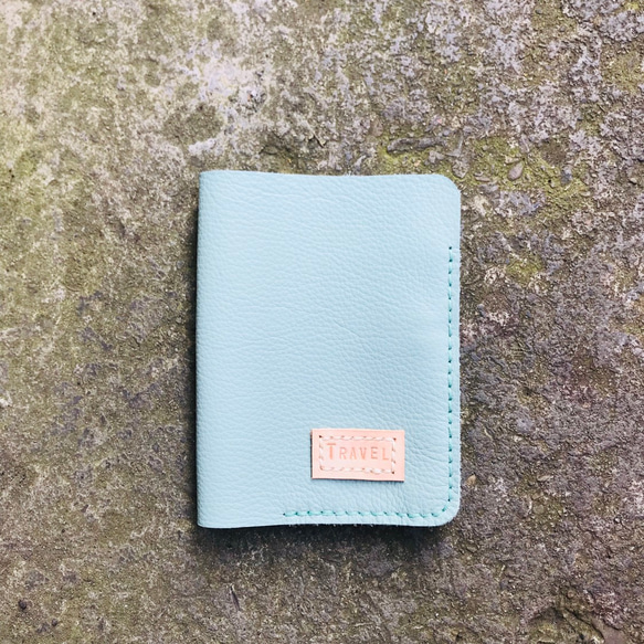綠色 客製化護照夾 中夾 手縫皮件 聖誕禮物 嗅皮手作 第1張的照片