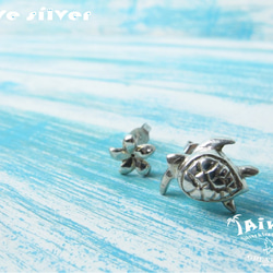 【Diving silver】925銀海洋潛水銀飾--迷你海龜耳環 第3張的照片