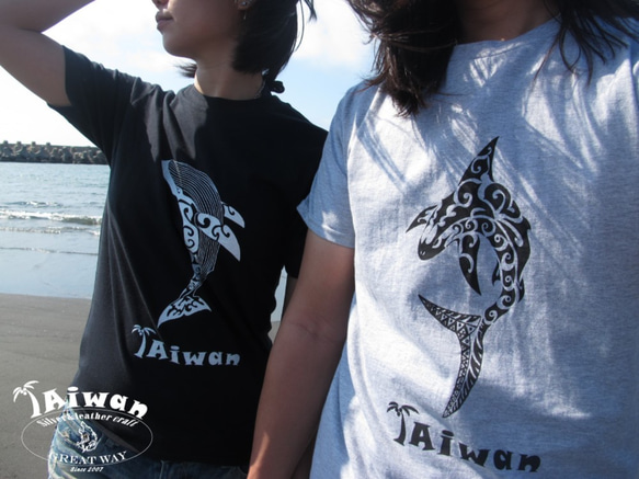 【獨家商品】毛利人圖騰風格絹印海洋潛水棉T-shirt--鯊魚 第6張的照片