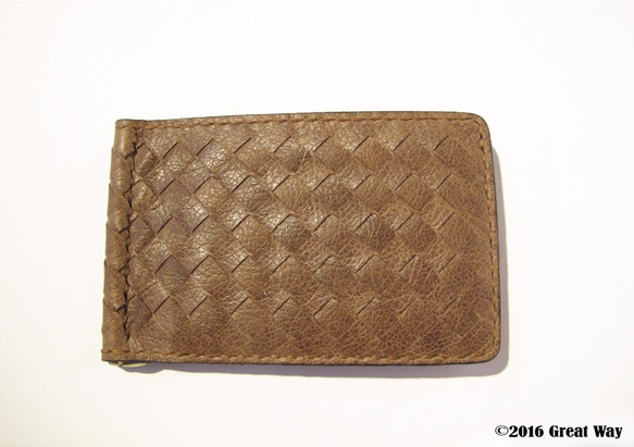 手作りの皮革製品 - マネークリップ紳士タイプ織り 1枚目の画像