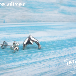 【Diving silver】925銀海洋潛水銀飾--跳躍海豚耳環 第2張的照片