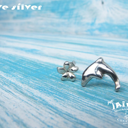 【Diving silver】925銀海洋潛水銀飾--跳躍海豚耳環 第3張的照片