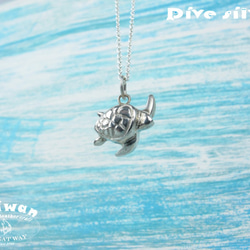 【Diving silver】925銀海洋潛水銀飾--迷你海龜項鍊 第4張的照片