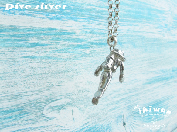 925銀海洋潛水銀飾--潛水員墜飾 第3張的照片