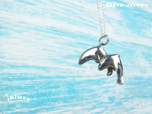925銀海洋潛水銀飾--雙海豚項鍊 Ⅰ 第2張的照片
