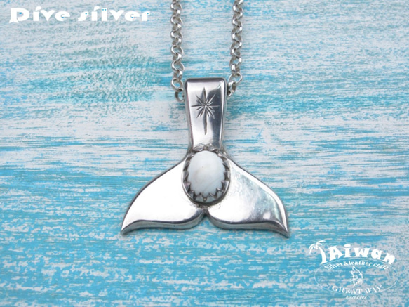 【Diving silver】925銀海洋潛水銀飾--硨磲鯨魚尾墜飾 第1張的照片