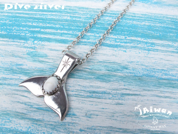 【Diving silver】925銀海洋潛水銀飾--硨磲鯨魚尾墜飾 第5張的照片