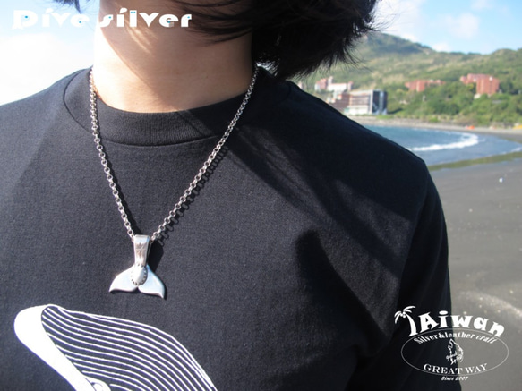【Diving silver】925銀海洋潛水銀飾--硨磲鯨魚尾墜飾 第7張的照片