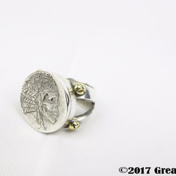 【Coin art】925銀手工銀飾--印地安骷髏酋長戒指 第4張的照片