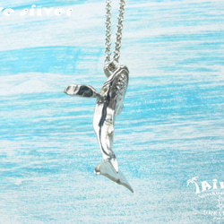 925銀海洋潛水銀飾--立體大翅鯨墜飾 第6張的照片