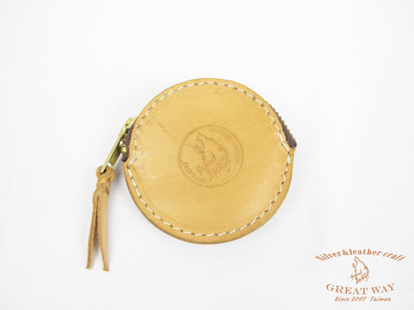手作り革製品 - 小さな丸い財布 2枚目の画像