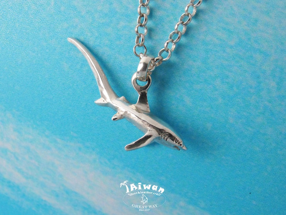 【Diving silver】925銀海洋潛水銀飾--立體長尾鯊墜飾 第7張的照片