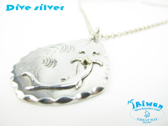 【Diving silver】925銀海洋潛水銀飾--槌頭鯊海洋靈魂碑墜飾 第2張的照片