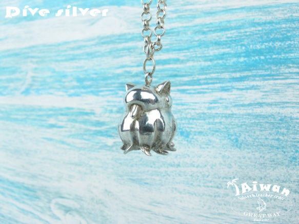 【Diving silver】925銀海洋潛水銀飾--萌萌噠大章魚保護姿態墜飾 第3張的照片