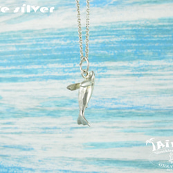 [925]ダイビング銀銀銀オーシャンダイビング - ミニ3D大きな翼クジラのネックレス 1枚目の画像