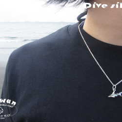 [925]ダイビング銀銀銀オーシャンダイビング - ミニ3Dジンベエザメのネックレス 6枚目の画像