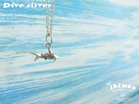 [925]ダイビング銀銀銀オーシャンダイビング - ミニ3D脱穀サメのネックレス 2枚目の画像