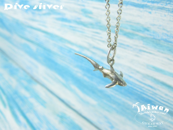 [925]ダイビング銀銀銀オーシャンダイビング - ミニ3D脱穀サメのネックレス 3枚目の画像