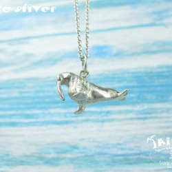 【Diving silver】925銀海洋潛水銀飾--迷你3D海象項鍊 第5張的照片