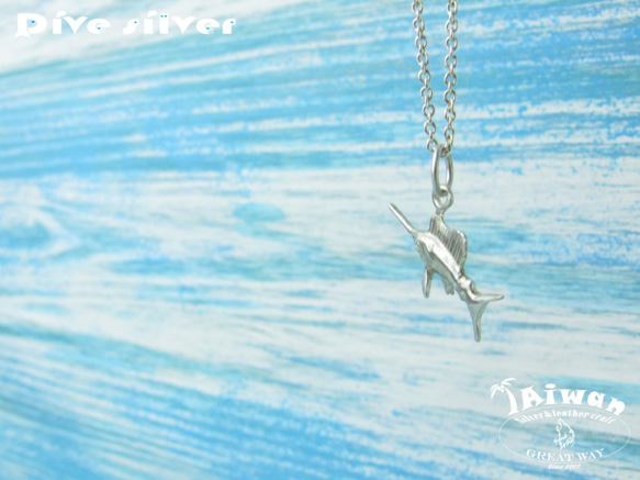 【Diving silver】925銀海洋潛水銀飾--迷你3D旗魚項鍊 第2張的照片