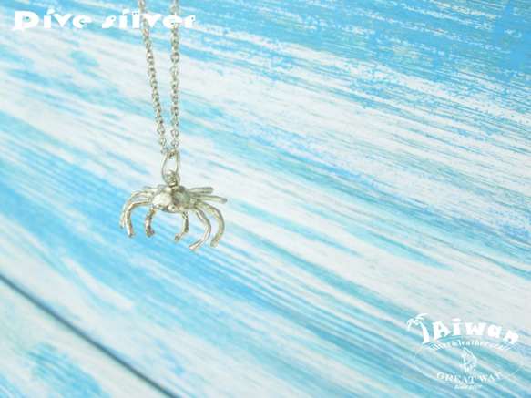 【Diving silver】925銀海洋潛水銀飾--迷你3D螃蟹項鍊 第2張的照片