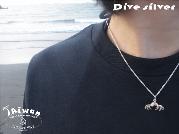 【Diving silver】925銀海洋潛水銀飾--迷你3D螃蟹項鍊 第6張的照片