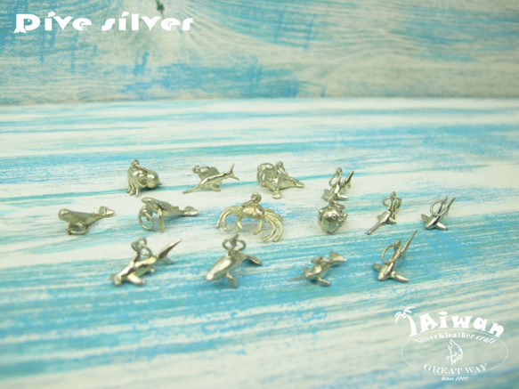[925]ダイビング銀銀銀オーシャンダイビング - ミニカニのネックレスの3D 7枚目の画像