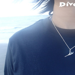 [925]ダイビング銀銀銀オーシャンダイビング - ミニ3D鋸歯サメのネックレス 5枚目の画像
