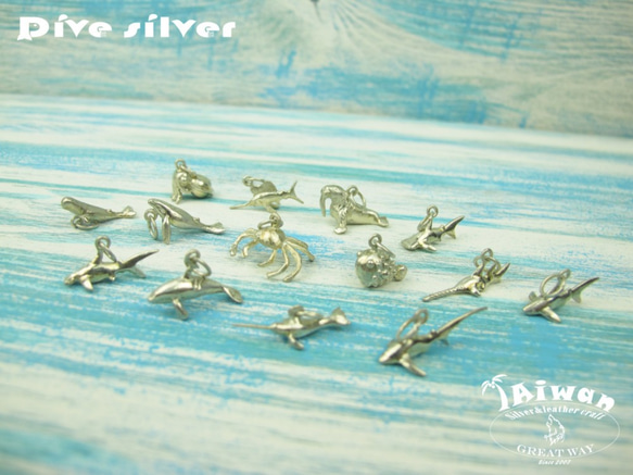 [925]ダイビング銀銀銀オーシャンダイビング - ミニ3D鋸歯サメのネックレス 6枚目の画像